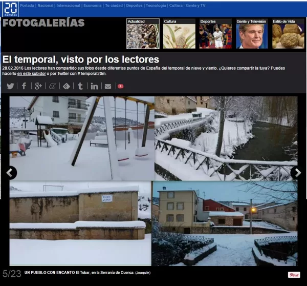 Publicación de El Tobar en 20 Minutos.